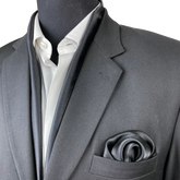 JET BLACK SILK SCARF & POCKET SQUARE SET